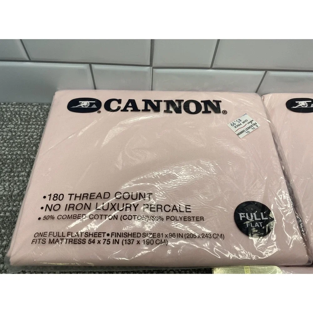 Cannon VTG Sheets Solid Pink Full Set W Pillowcases Non Iron Percale NIP NOS HG3